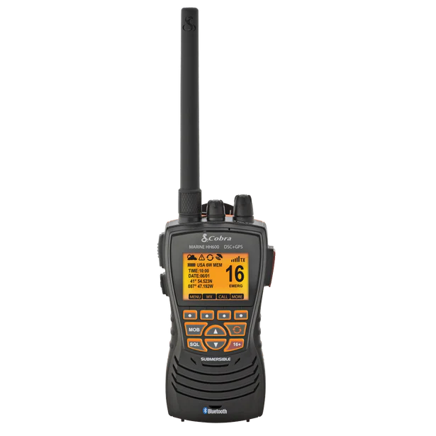 COBRA DSC FLOATING VHF RADIO WITH BUILT IN GPS AND BLUETOOTH HH600
